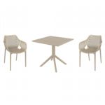 Air XL Dining Set with Sky 31" Square Table Taupe ISP1062S