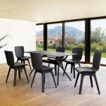 Mio PP Modern Dining Set Black 7 Piece with 55 inch Air Table ISP0941S