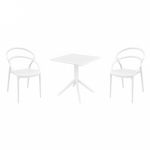Pia Dining Set with Sky 27" Square Table White S086108