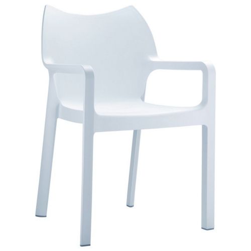 Diva Resin Outdoor Dining Arm Chair White ISP028-WHI